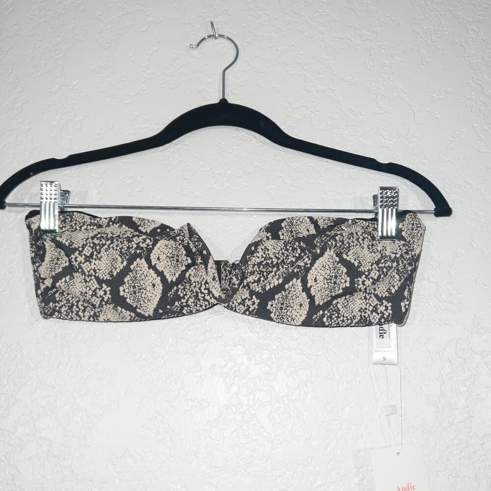 NWT Andie Snakeskin Gray The Scala Swimsuit Top Size Small - Picture 3 of 8